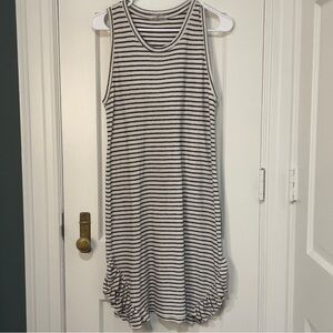 NWOT Anthropologie Sundays Two Navy Stripe French Terry Tank Ruffle Dress Size M